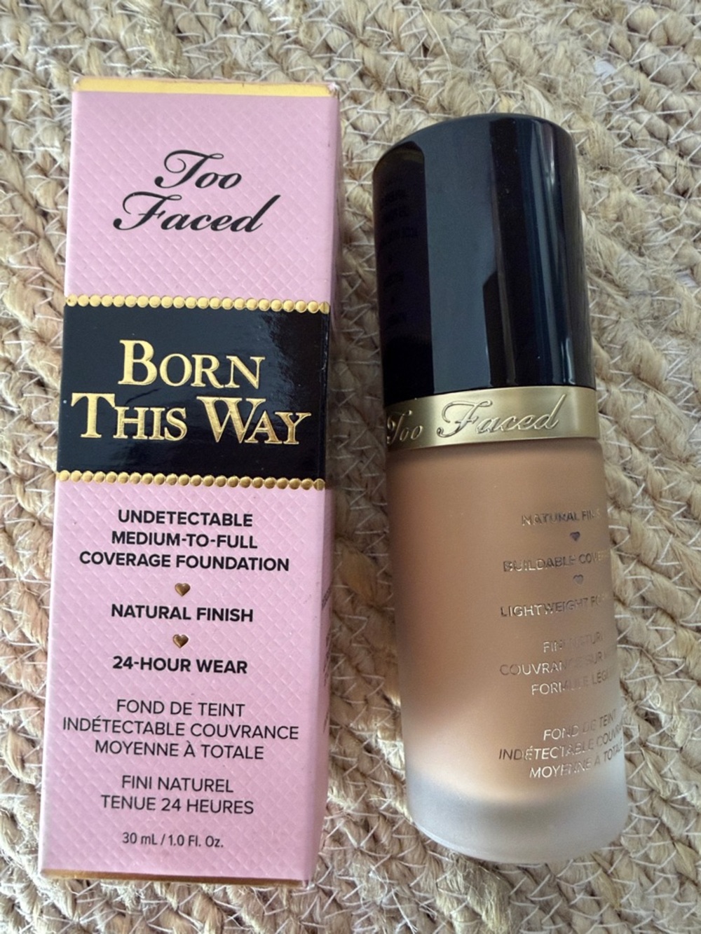 Too Faced Born This Way Foundation - Warm Tan Bottle with Pink Box